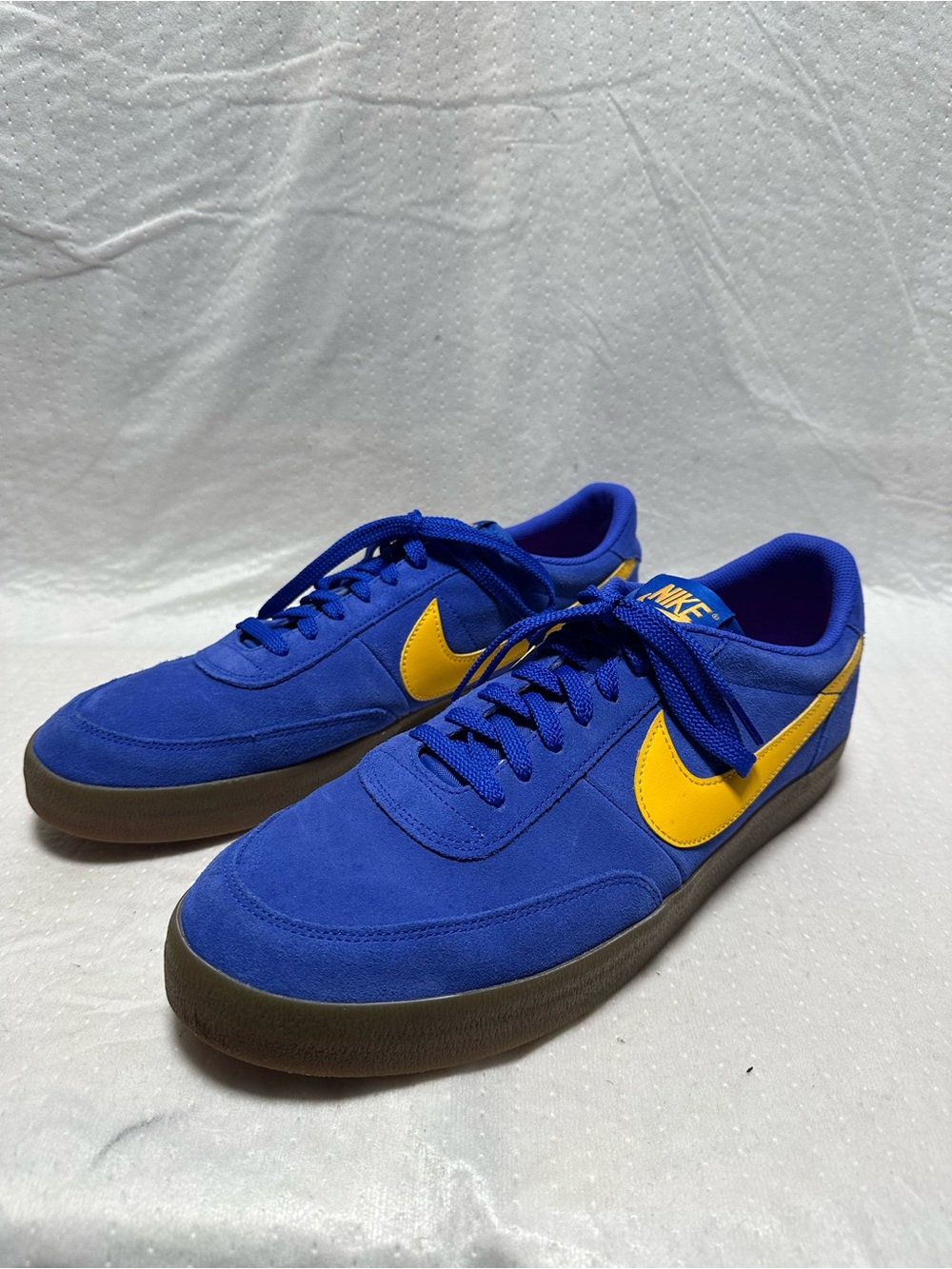 Nike Blue Suede Sneakers with Yellow Swoosh